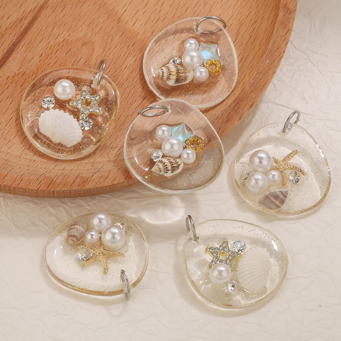 New Ocean Series Pearl Resin Pendant Necklace Jewelry Hanging Pendant Versatile Conch Shell Transparent Beach Style