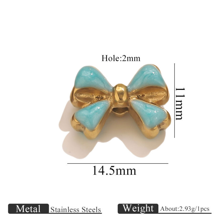 DIY Stainless Steel Jewelry Accessories 18K Gold Plated Oil Drop Bowknot Small Pendant Bracelet Pendant Accessories W...