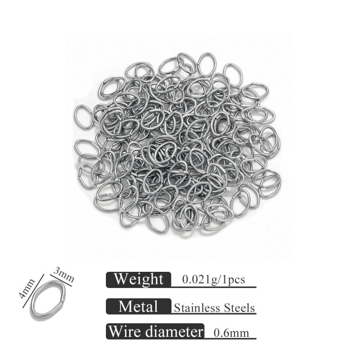 Stainless Steel 18K Vacuum Electroplated Egg-Shaped Open Ring Gold Connector Ring DIY Jewelry Jump Ring Accessories W...