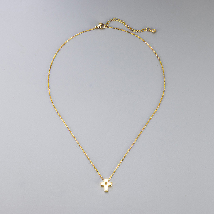 Cross-border Women's Simple Cross Necklace Elegant Versatile Pendant Niche Collarbone Chain European and American Retro Jewelry for Women Trendy