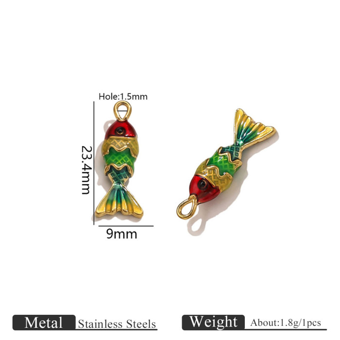 Stainless Steel Fish Gold Seahorse Pendant DIY Summer Ocean Series Necklace Bracelet Jewelry Pendant Accessories