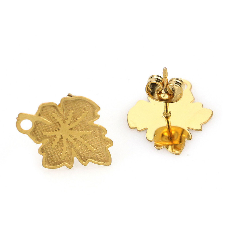 Stainless Steel DIY Maple Leaf Earrings Ear Hooks Vacuum Electroplating Handmade Jewelry Accessories Earrings Ear Studs Materials