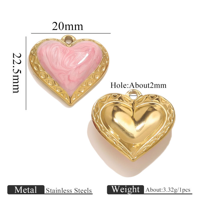 Stainless Steel Oil Drop Peach Heart Pendant DIY Women's Necklace Bracelet Handmade Jewelry Heart Pendant Accessories