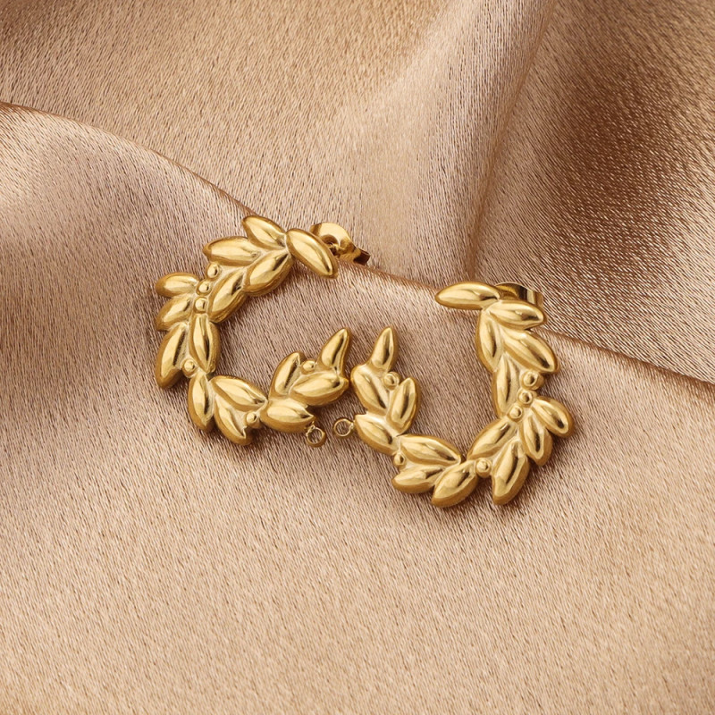 Stainless Steel C-Shaped Gold Wheat Earrings Titanium Steel Earrings DIY Earring Making Supplies Ear Studs Ear Posts Jewelry