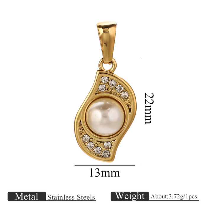 Vacuum Gold Plated Imitation Pearl Pendant DIY Necklace Earring Pendant Stainless Steel Jewelry Accessories Wholesale