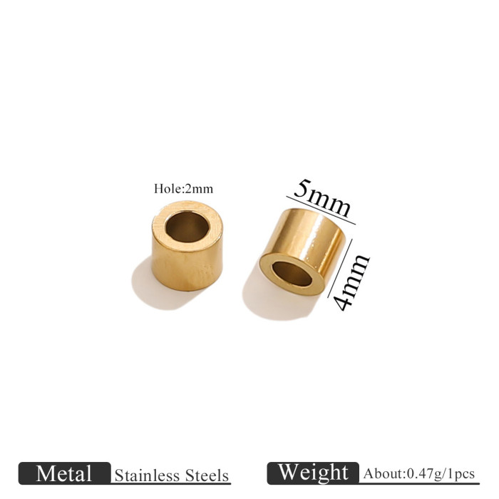 Vintage Gold Long Cylinder Barrel Beads Stainless Steel Through Hole Spacer Beads DIY Bracelet Necklace Jewelry Accessories Wholesale