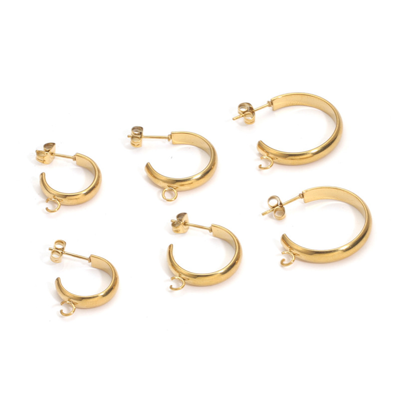 C Shape Stainless Steel DIY Ear Clips Ear Buckle Welding Ring Unisex Couple Style DIY Ear Hoop Ear Buckle Welding Ring Ear Accessories