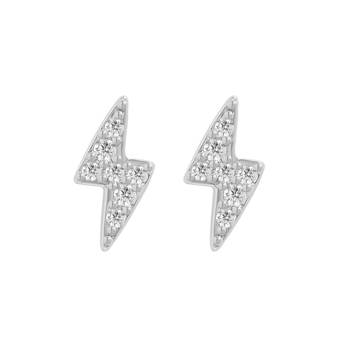Hot-Selling Mini Earrings Internet Celebrity Versatile Hip-Hop Small Minimalist Micro-Inlaid Zircon Lightning Stud Ea...