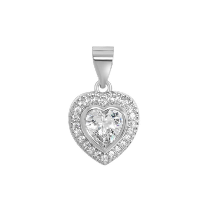 One Piece Dropshipping Heart Pendant Necklace Original Design Korean Version One Carat Diamond Inlaid Simple Trendy Heart Necklace