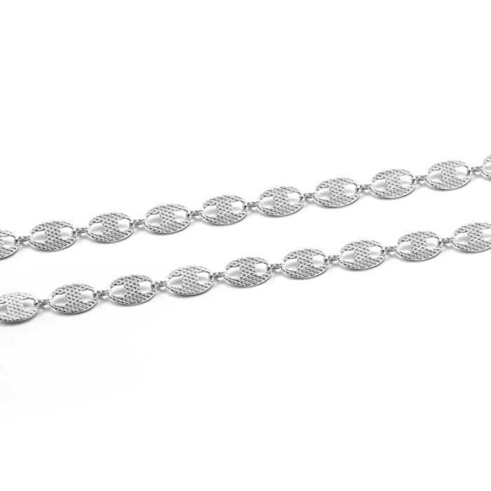 Stainless Steel Pig Nose Chain Bead Flat Bracelet Hip Hop DIY Jewelry Handmade Supplies Accessories Wholesale Bulk, N...