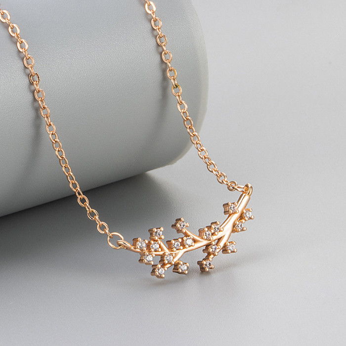 New Necklace Micro Inlaid Tree Branch Women's Clavicle Chain Fashionable Daily Exquisite Niche Design Unique Versatile Jewelry