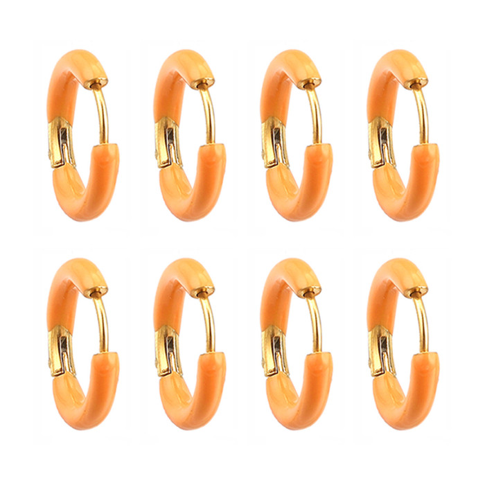 European and American Enamel Colorful Handmade Oil Drop Stainless Steel Earrings Titanium Steel Classic Ear Clips Cute Women's Earrings