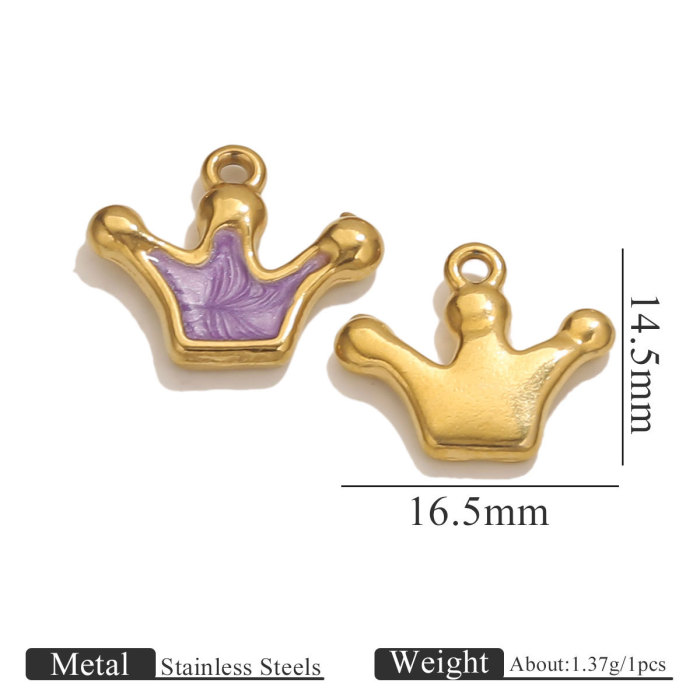 Stainless Steel Gold-Plated Color-Retaining Oil-Drip Crown Pendant DIY Jewelry Hanging Ornament Handmade