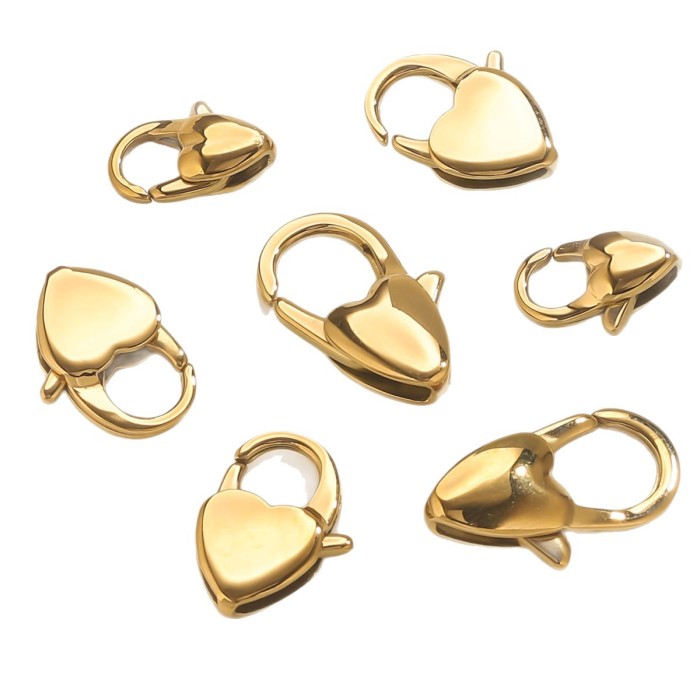 Stainless Steel 316L Color Retention 18K Real Gold Lobster Clasp Fully Polished Clasp Oval Clasp Round Clasp Universal Clasp DIY Heart Clasp