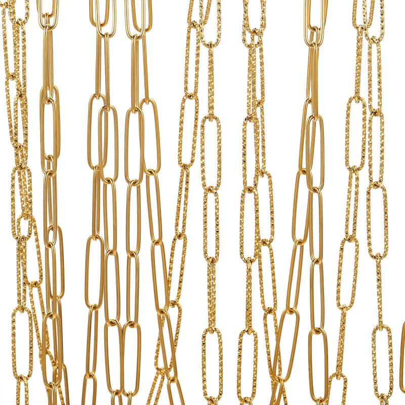 Stainless Steel PVD Gold Plated Gold Extra Long Cross Chain Chain DIY Necklace Bracelet Jewelry Accessories Chain Wholesale