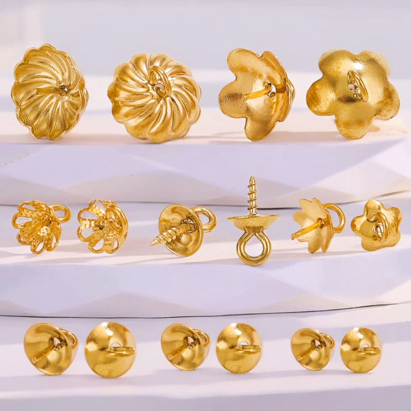 Stainless Steel Bead Cap Lotus Pistil Wrapped Pearl Pendant DIY Jewelry Accessories Bracelet Necklace Pendant Braided Rope Wholesale