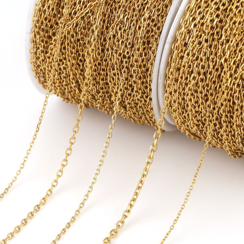 Stainless Steel Chain O-shaped Flat Chain Angled Cross Chain Polished Titanium Steel Electroplated Necklace DIY Jewelry Necklace