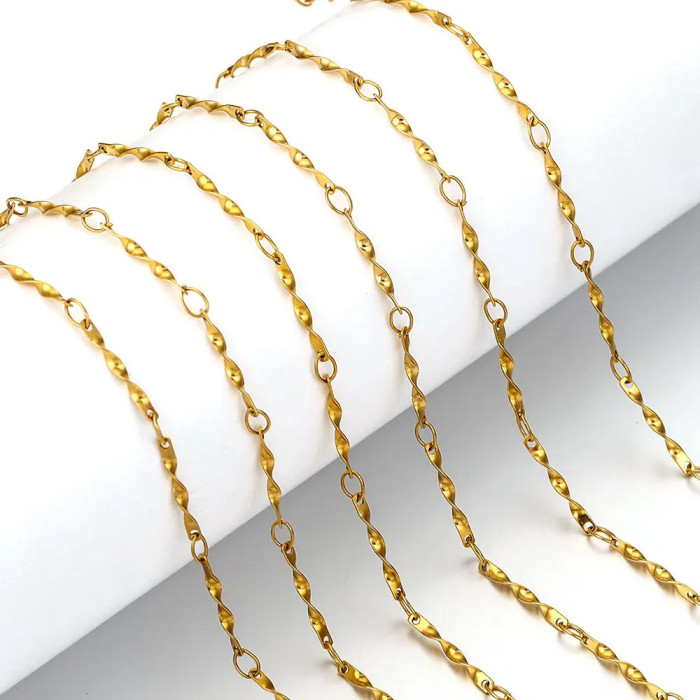 Stainless Steel 18K Gold Plated Twisted Cuban Chain Twisted Loop Chain DIY Necklace Bracelet Jewelry Accessories Making