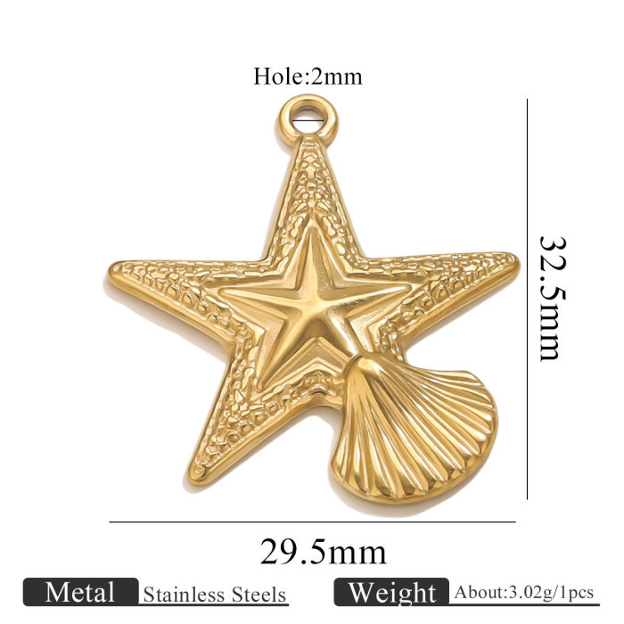 Stainless Steel Vacuum Gold Plated Five-Pointed Star Pendant DIY Necklace Moon Pendant Jewelry Creative Accessories