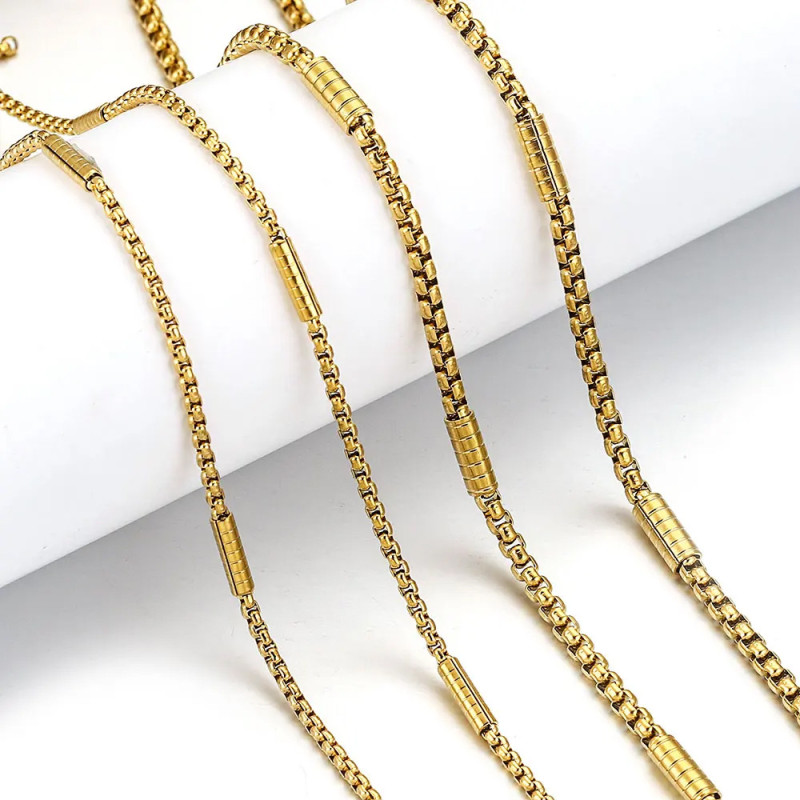 Stainless Steel Square Pearl Press Clamp Horizontal Tube Chain DIY Jewelry Handmade Chain Necklace Bracelet Chain Making Supplies