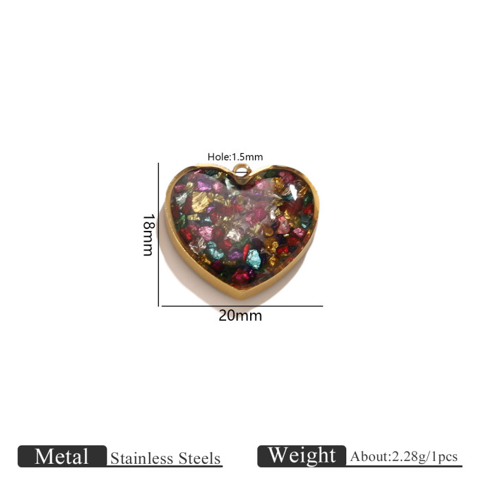 Heart Resin Crushed Stone DIY Titanium Steel Pendant for Women Water Drop Square Round Stainless Steel Necklace Jewel...