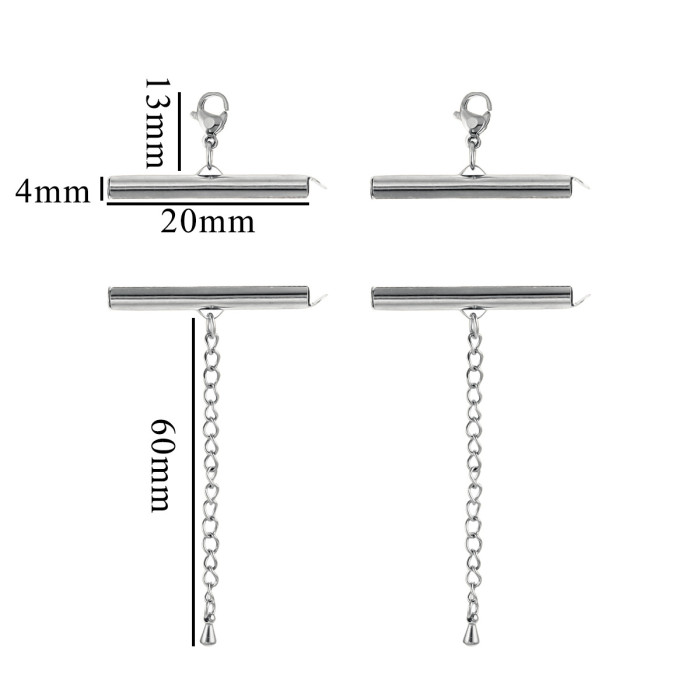 Stainless Steel Bead Chain Tube Set Bracelet Necklace Fashion Versatile Hollow Tube Single Slot Slide Tube Buckle DIY...