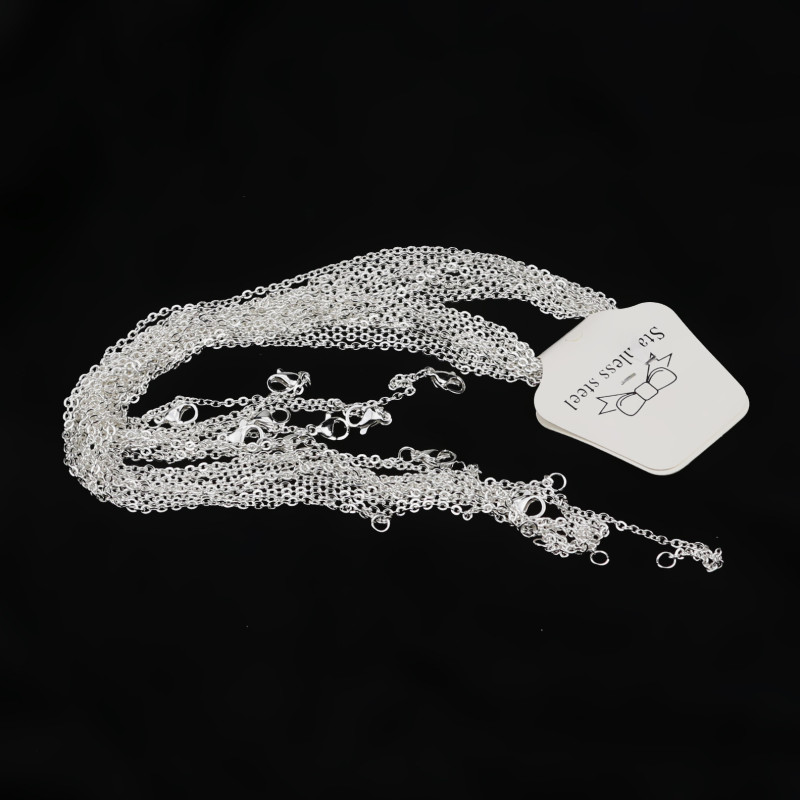 50cm Stainless Steel Necklace O-shaped Flat Chain Cross Chain Titanium Steel Necklace Rose Gold Silver DIY Chain