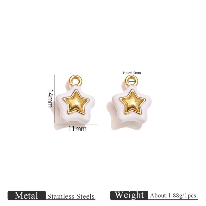 Stainless Steel Star Heart Painted Pendant DIY Cream Style Hanging Pendant Necklace Bracelet Jewelry Accessories Whol...