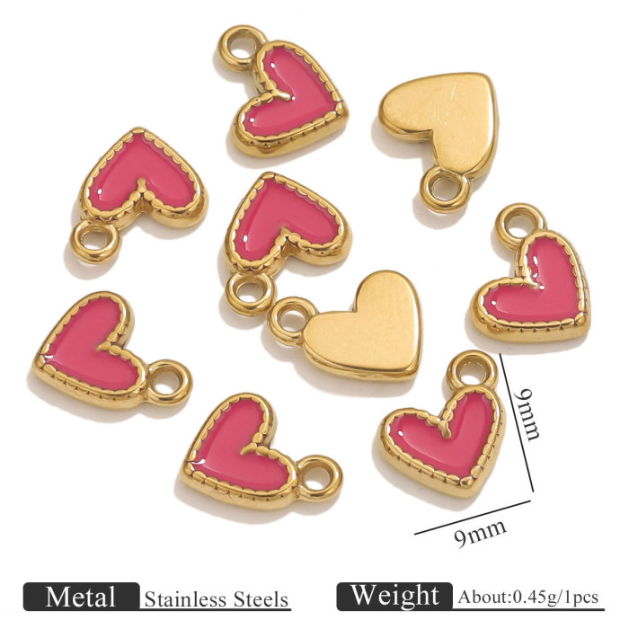 Stainless Steel Oil Drop Small Heart Pendant DIY Phone Small Hanging Ornament Accessories Heart Bracelet Earring Pendant Wholesale