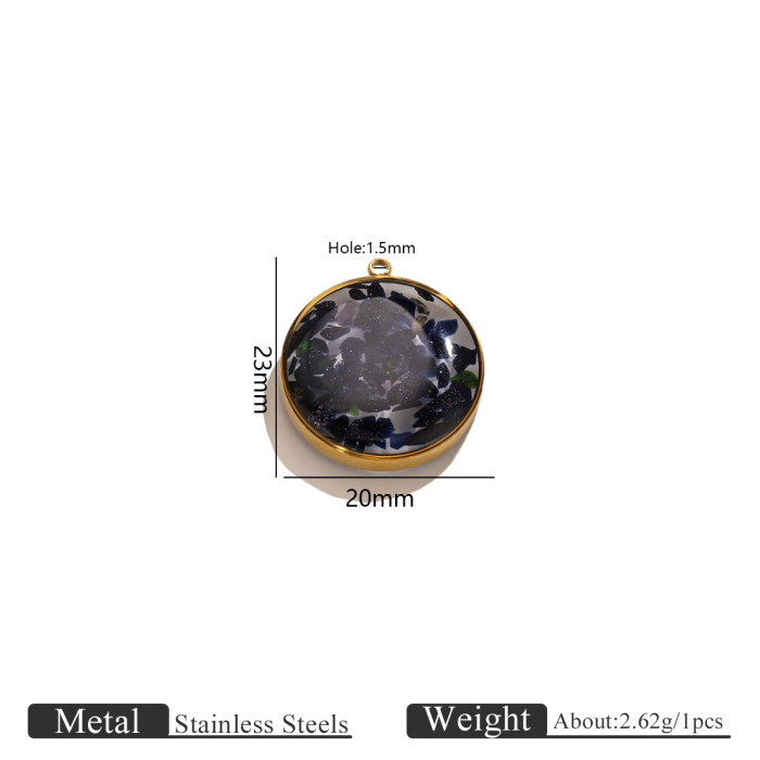 Heart Resin Crushed Stone DIY Titanium Steel Pendant for Women Water Drop Square Round Stainless Steel Necklace Jewel...