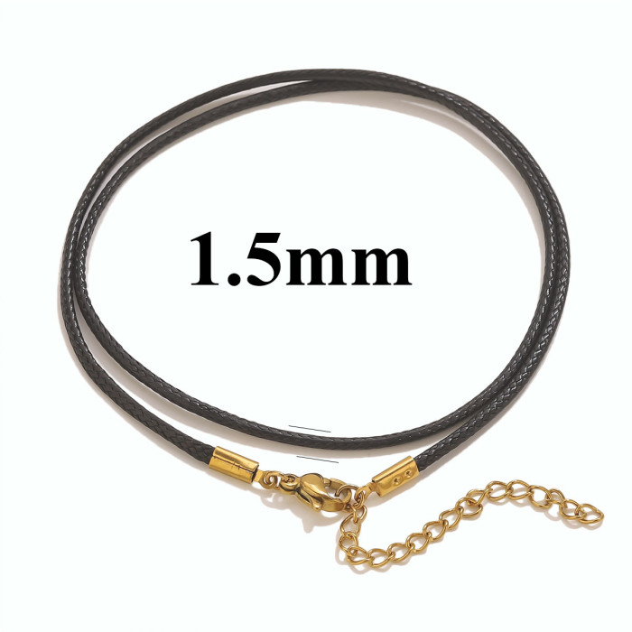 Stainless Steel Adjustable Handmade Hanging Rope Necklace Korean Wax Rope Leather Rope Simple Black DIY Chain Pendant