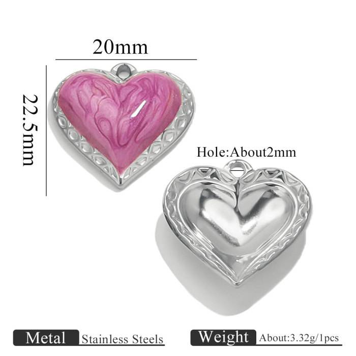 Stainless Steel Oil Drop Peach Heart Pendant DIY Women's Necklace Bracelet Handmade Jewelry Heart Pendant Accessories