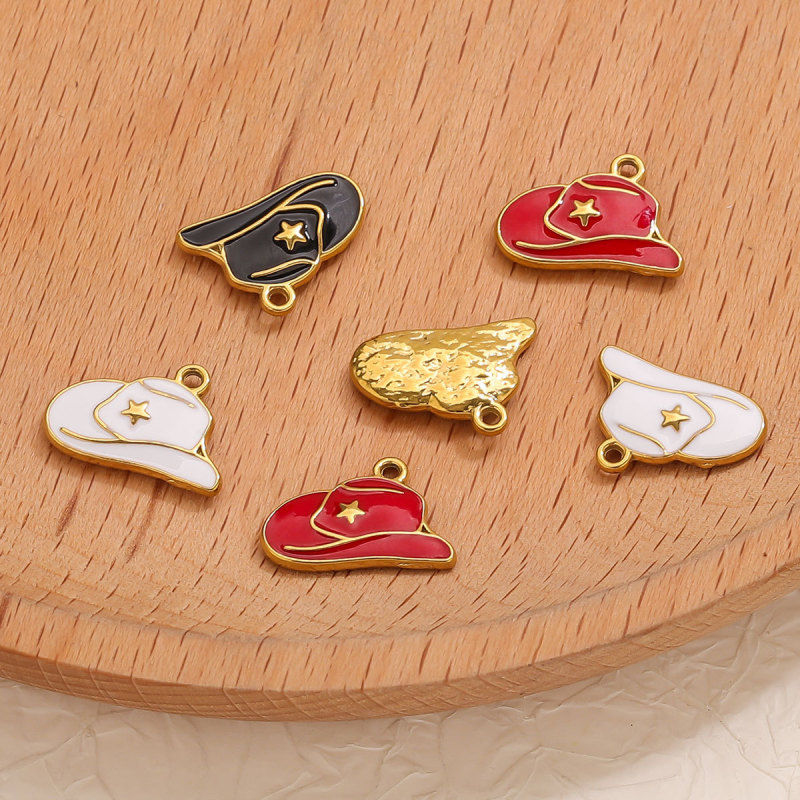 Cross-Border New Stainless Steel 18k Vacuum Electroplated Oil Drop Hat DIY Bracelet Necklace Jewelry Accessories Pendant