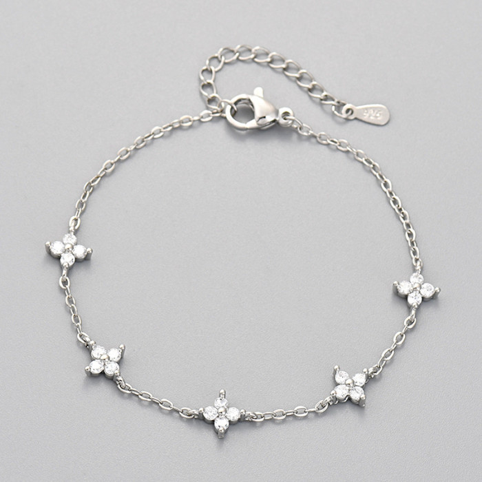 Inlaid Diamond Four-Leaf Clover Star Bracelet for Women Cross-Border Trade New Fashion Niche Design High-End Personality Jewelry