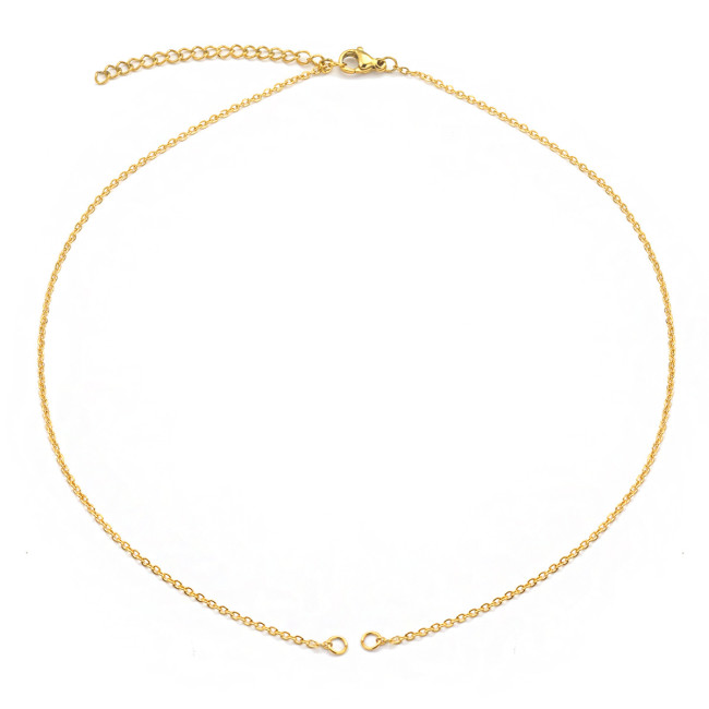 Stainless Steel O-shaped Cross Half Chain Titanium Steel Broken Cuban Chain Double Loop Chain DIY Jewelry Accessories Necklace