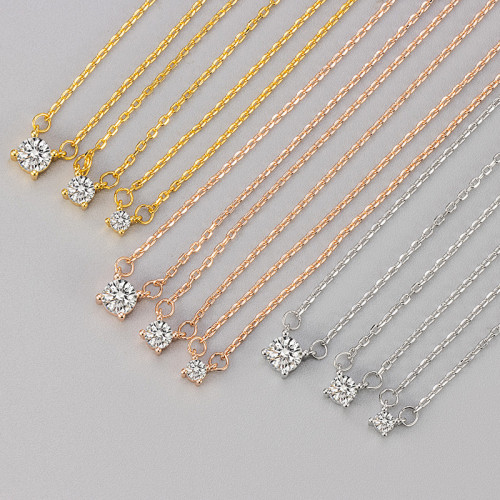 European and American Cross-Border Single Diamond Necklace Light Luxury Niche 2024 New Trendy Women's Design Sense Simple Collarbone Chain High-End Accessory