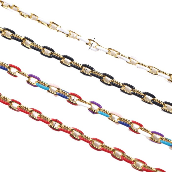Titanium Steel Enamel Drip Oil Chain DIY Stainless Steel Thick Chain Hip Hop Colorful Handmade Chain Bracelet Necklace Chain