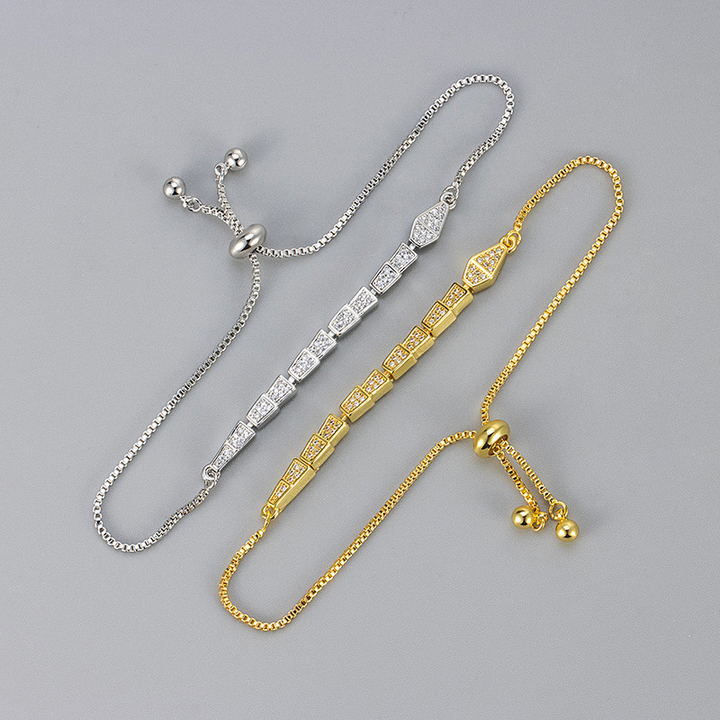 Snake-Shaped Micro-Inlaid Zirconia High-End Bracelet Light Luxury Niche Exquisite Female Cold Style Fashion Design Sense Jewelry Versatile