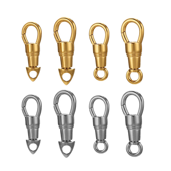 Minimalist Stainless Steel Polished Jewelry Accessories DIY Titanium Steel Eagle Beak Buckle Lanyard Pendant Buckle Universal Rotating Spring Buckle D