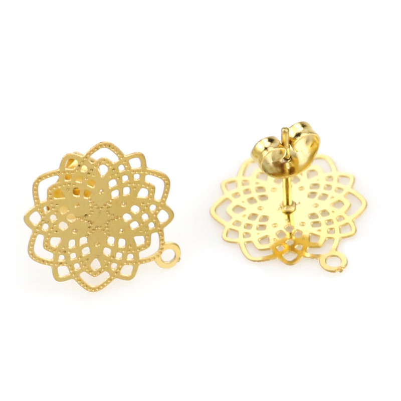 Stainless Steel Bohemian Pattern Hollow Ear Hooks Vacuum Electroplated Earrings DIY Handmade Jewelry Accessories Tassel