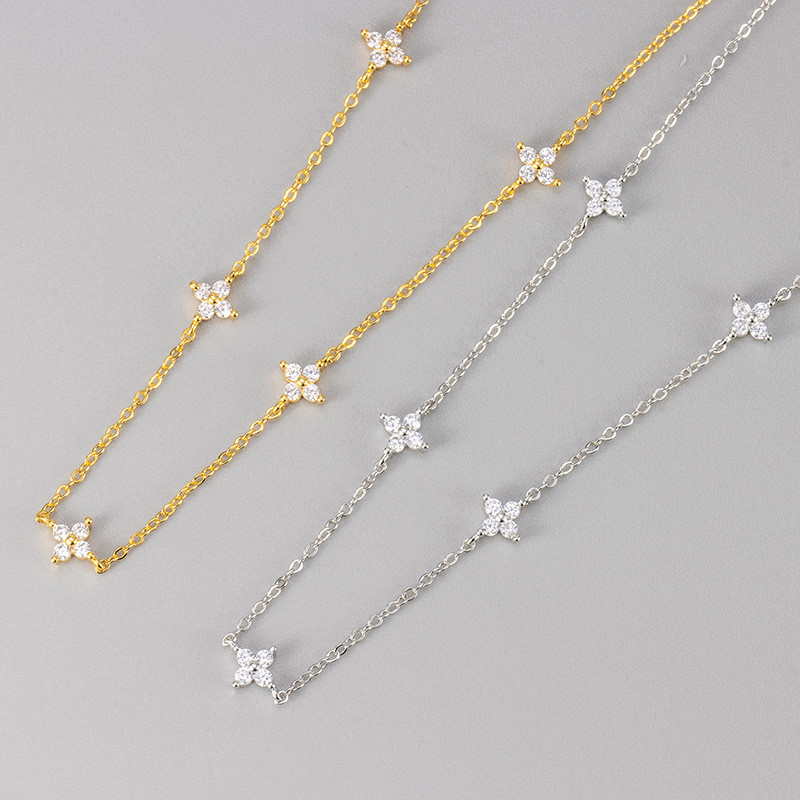 Four-leaf Clover Star Necklace European and American Foreign Trade Hot-selling AliExpress Bestseller Elegant Daily Commuting Versatile Collarbone Chain