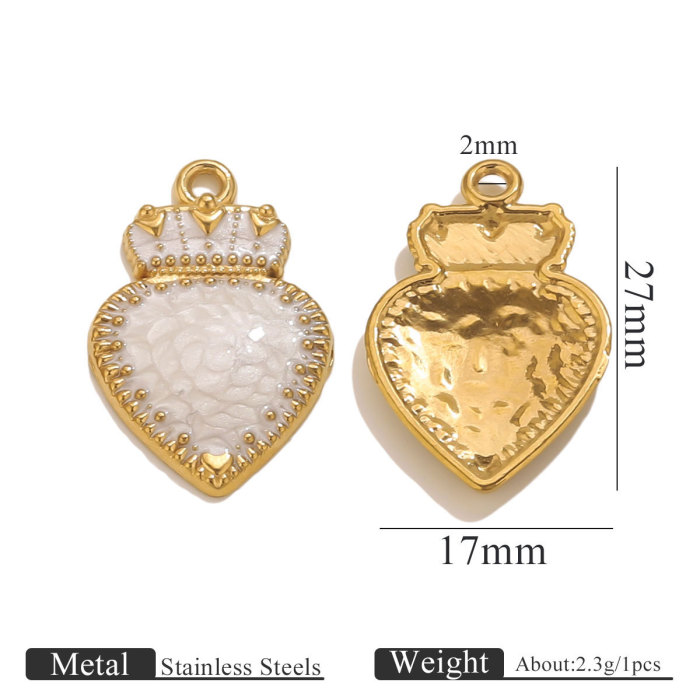 Oil Drip Crown Heart Pendant DIY Stainless Steel Vintage Jewelry Accessories Necklace Bracelet Pendant Wholesale