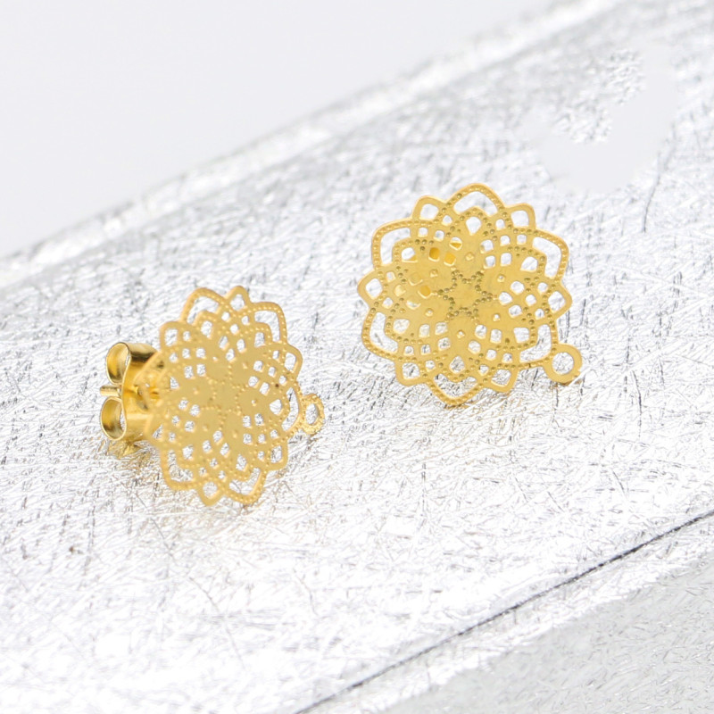 Stainless Steel Bohemian Pattern Hollow Ear Hooks Vacuum Electroplated Earrings DIY Handmade Jewelry Accessories Tassel