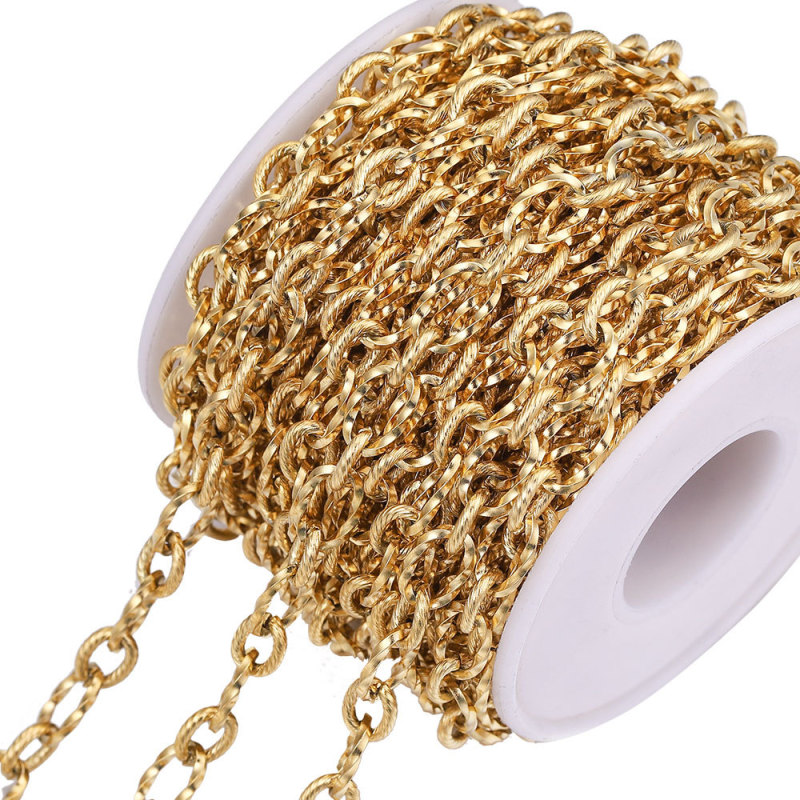 Stainless Steel Vacuum Gold Spiral 1:1 Chain Bulk Chain Gold Chain DIY Hip Hop Bag Necklace Bracelet Wholesale