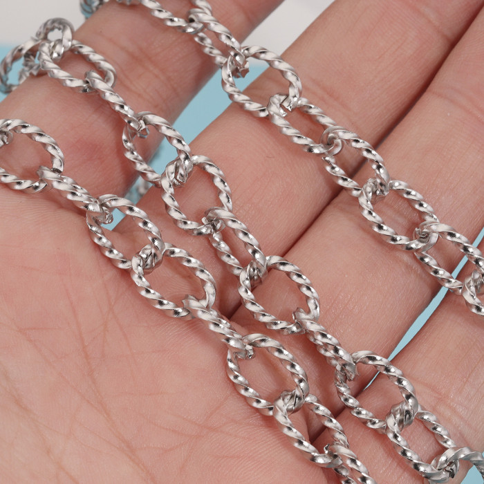 Stainless Steel Twisted 10mm Wide Large Hip-Hop Chain Braided O-Ring Coil Chain DIY Jewelry Accessories Handmade Necklace