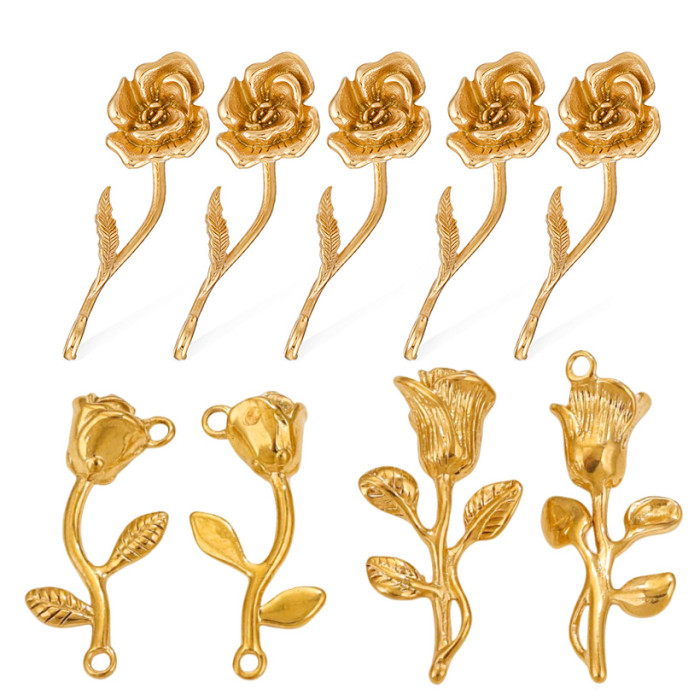 Stainless Steel DIY Pendant Titanium Steel Vacuum Plated 18K Gold Color Retention 3D Rose Gold Fashion Trendy Pendant...
