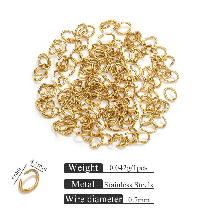 Stainless Steel 18K Vacuum Electroplated Egg-Shaped Open Ring Gold Connector Ring DIY Jewelry Jump Ring Accessories W...