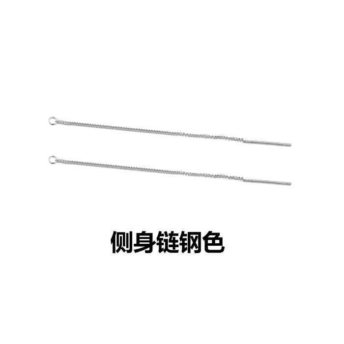 DIY Stainless Steel Ear Wire Titanium Steel Women's Side Chain Box Chain Earrings Cross Chain DIY Jewelry Accessories