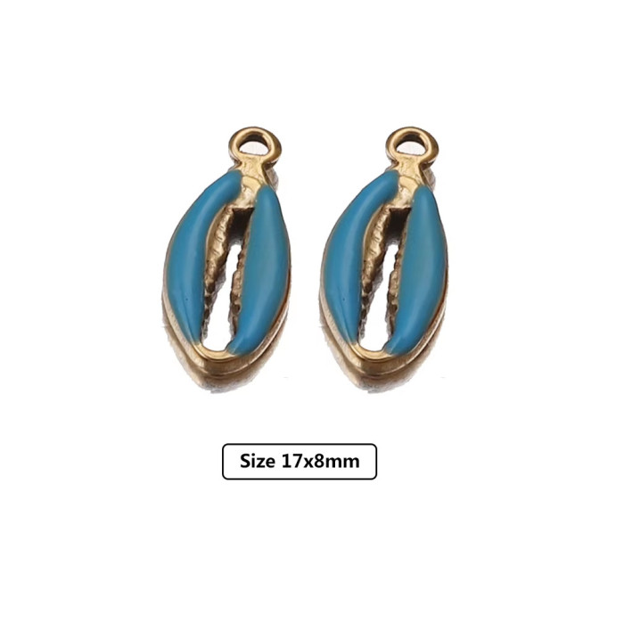 Stainless Steel Oil Drop Gold Plated Conch Shell Starfish DIY Jewelry Accessories Bracelet Earring Pendant Handmade S...
