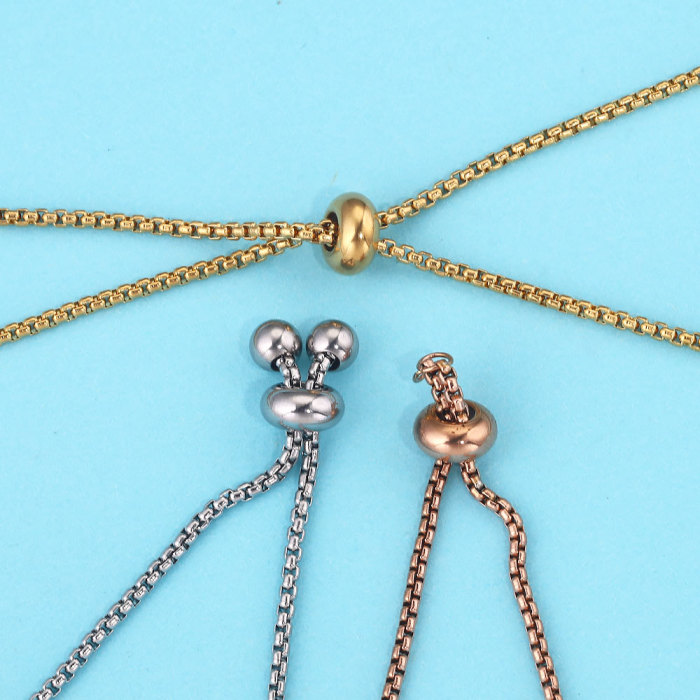 1.8 Thick Bolo Bracelet DIY Stainless Steel Square Pearl Chain Adjustable DIY Bracelet Chain 11cm